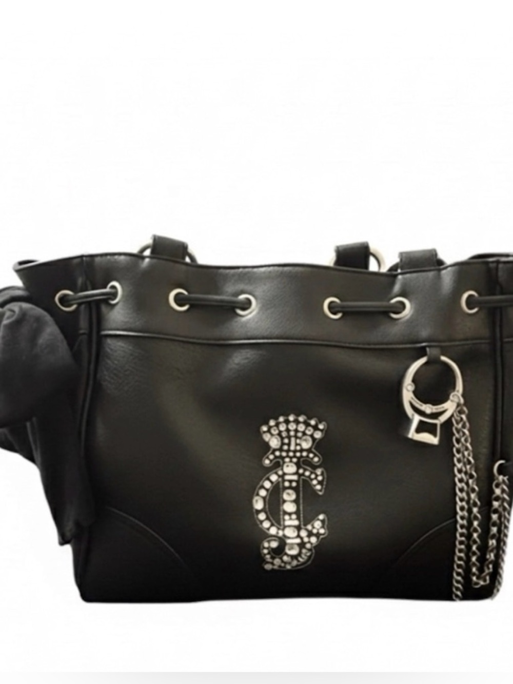 Juicy couture Black Studded Tote Bag with Chain Charm and ring charm